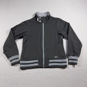 SIMS Jacket Womens Medium Black Softshell Bomber Full Zip Striped Ribbed Trim